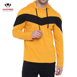 Sudadera con capucha para ejercicio de gimnasio de invierno ajustada para hombre, sudaderas para correr de varios paneles, poliéster/algodón teñido liso - Product Image 1
