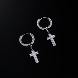 Pendientes de Aro con Diamantes en las Filas Exteriores, Plata 925, Ecológicos, Regalo para Fiestas - Product Image 1