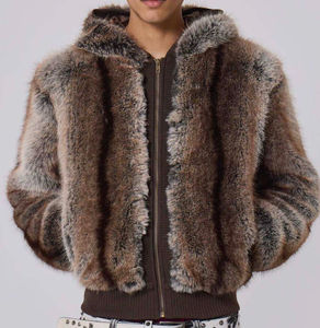 OEM Luxury <b>Men's</b> Brown Striped Fox <b>Fur</b> Long Thick Winter Overcoat Warm Trench <b>Coat</b> at Wholesale Price - Product Image 4