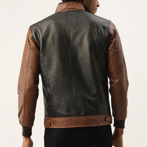 Veste en cuir pour hommes à emballage personnalisé imperméable de bonne qualité concevez votre propre industrie tendance veste en cuir de motard pour hommes - Product Image 3