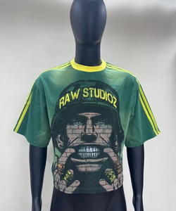 เสื้อครอปไซส์ใหญ่พิเศษสำหรับผู้ชายเสื้อสไตล์สตรีทแวร์ระบายอากาศโลโก้ DTG แบบกำหนดเอง - Product Image 5