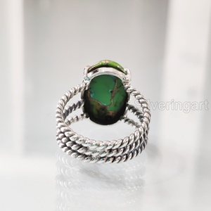 Womens <b>Ring</b> Natural Green Copper <b>Turquoise</b> Gemstone December Birthstone 3 Twisted Band Handmade Jewelry 925 Sterling Silver <b>Ring</b> - Product Image 5