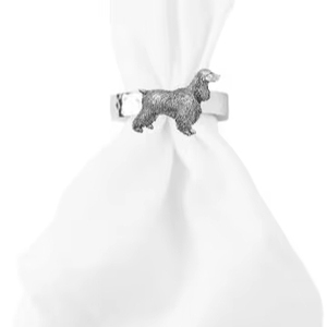 Cocker Spaniel <b>Dog</b> Fine English Pewter on a Scarf Napkin Ring Metal for Party <b>Table</b> Center Pieces Unique Home Decor Napkin Ring - Product Image 1