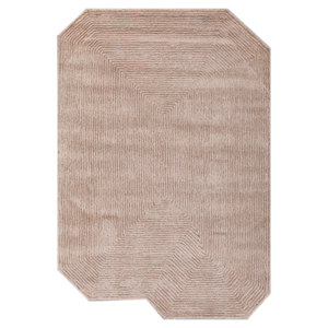 Tapis en viscose tufté à la main Cera, rouge orange, style bohème géométrique pour la maison, modèle rectangulaire 3D TPV-50083, 10 mm, tapis de chevet, tapis de couloir - Product Image 1