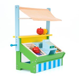 ROBINCOOL Jouet de supermarché en bois avec accessoires, comprend une auvent et une échaisse de marché pour enfants, jouets d'épicerie - Product Image 3