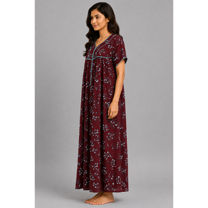 Evolove Women's Premium Rayon Modal Nightwear-Breathable Free Size Homewear Coffee Brown - Product Image 3
