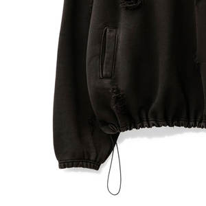 Quantité minimale de commande bas Vente chaude Personnalisé Hommes Sweat De Détresse En Couleur Unie Personnalisé Marque Privée Sweat De Détresse - Product Image 4