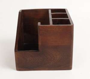 Porte-couverts en bois fait à la main de qualité supérieure en 2 sections avec porte-serviettes attaché pour restaurant à manger Caddy - Product Image 3