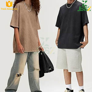 Box Fit T-shirt tissé en coton 100% pour homme, poids lourd, Streetwear, épaule tombante, grande taille - Product Image 4