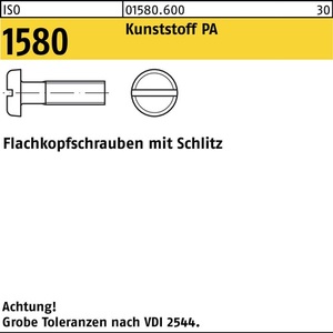 <b>Flat</b> Head <b>Screw</b> ISO 1580 M6 X 20 Polyamide 200 Pieces - Product Image 1