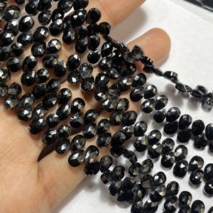 Cuentas de Briolette con forma de pera facetada de espinela negra, forma de almendra de piedras preciosas naturales, tienda de cuentas al por mayor - Product Image 4