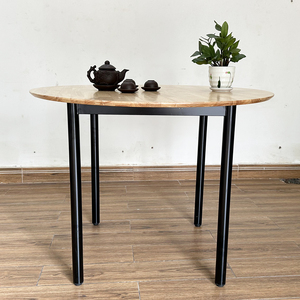Midcentury Rubber Wood <b>Dining</b> <b>Table</b> <b>Set</b> with Powder-Coated Iron Legs 100cm <b>Round</b> <b>for</b> Parties - Product Image 6