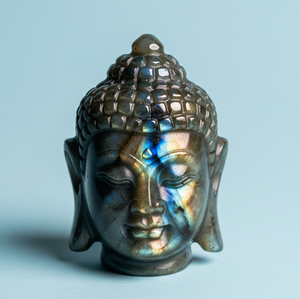 Statue de gravure religieuse tête de bouddha indienne faite à la main pierre précieuse Labradorite naturelle pierre semi-précieuse artisanat pour pierre de guérison - Product Image 2