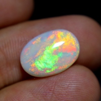 3.00 karat Opal Australia alami Cabochon multiwarna pelangi api padat Oval potong longgar batu permata untuk membuat perhiasan