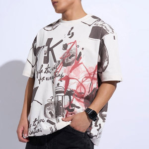 Camiseta Urbana Personalizada con Logotipo DGT, Camiseta Gráfica Holgada de Algodón Estilo Hip Hop, Camiseta para Hombre con Estampado Digital y Serigrafía - Product Image 2