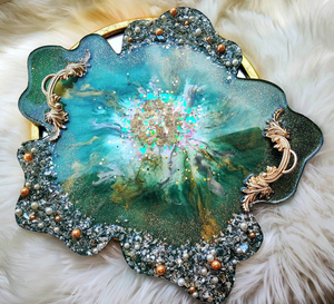 Bandeja de resina epoxi para servir, precio más bajo, bandeja de resina antigua de gran calidad, artesanías, bandeja para servir la cena - Product Image 5