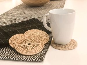 Handwoven Rattan Round <b>Coasters</b> with Holder Pottery Insulated <b>Heat</b> Woven Placemats Eco-Friendly <b>Coaster</b> Set - Product Image 6
