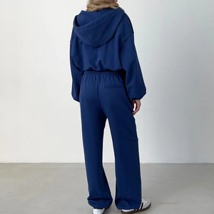 Dernière conception d'ensemble de sport personnalisé pour femmes automne ensemble de sport vierge pour femmes 100% coton ensemble de sport à capuche et pantalon - Product Image 5