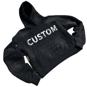 Sweat à capuche pour homme, coupe ample, 400 GSM, luxe, effet délavé à l'acide, design avec strass, coupe ample, effet délavé à l'acide, tendance - Product Image 3