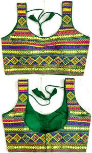 Chemisier moderne à broderie avec fil pailleté et motif cousu en feuille miroir - Product Image 4