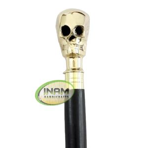 <b>Vintage</b> Quality Wooden Walking <b>Stick</b> with Brass Skull Knobe Handle / Wooden Walking Canes with Brass Skull Handle - Product Image 1