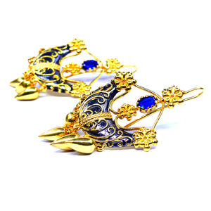 Boucles d'oreilles uniques élégantes et à la mode en argent sterling traditionnel plaqué or 925 avec pierres précieuses en kyanite - Product Image 3