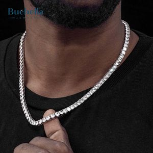 Venta caliente 5mm Moissanite Miami Collar de cadena de eslabones cubanos para hombres 925 Plata 14K Chapado en oro blanco - Product Image 1