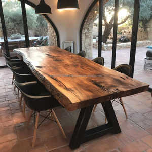 KALATRI Solid <b>Wood</b> Handmade Eco-Friendly Assembled Square 6-Seater <b>Dining</b> <b>Table</b> Custom <b>Rustic</b> Farmhouse Modern Metal - Product Image 1