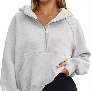 Pull à capuche en molleton à manches longues pour femmes Logo personnalisé Sweat-shirt zippé Prix d'usine direct Approvisionnement en gros pour l'hiver - Product Image 1