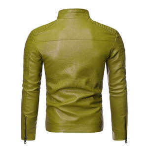 เสื้อแจ็คเก็ตหนังแท้สำหรับผู้ชาย คอตั้ง ซิปปรับได้ ระบายอากาศได้ดี เป็นมิตรกับสิ่งแวดล้อม สไตล์ลำลอง ลดราคา - Product Image 2