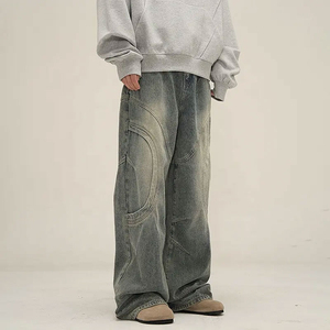 กางเกงยีนส์ทรงแบ็กกี้สำหรับผู้ชาย, กางเกงยีนส์ทรงหลวมสไตล์ฮิปฮอปทรงตรงมาใหม่2025 - Product Image 2