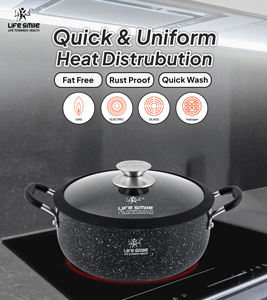 Marmite en granit de qualité supérieure antiadhésive avec couvercle en verre et bord en silicone - Product Image 6