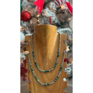 Collier de perles graduées en turquoise égyptienne et argent sterling, style Navajo, bijoux perlés raffinés - Product Image 1