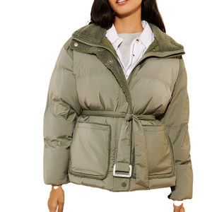 Chaqueta Acolchada Ligera con Cinturón, Tejido Transpirable, Precio Económico, Colección de Invierno 2026 para Mujer, Algodón Estampado de Alta Calidad, OEM - Product Image 1