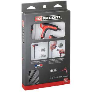 Jeu de clés hexagonales en T à tête sphérique Facom, 6 pièces - Product Image 2