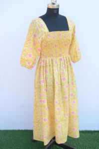 Indien ethnique coton main bloc imprimé Maxi robe pour les femmes Style bohème manches longues cloche grande taille ODM fête Styles simples - Product Image 4