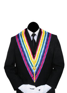 ปลอกคอริบบิ้นหลากสีคุณภาพสูง ปักลายแบบเป็นมิตรต่อสิ่งแวดล้อม สำหรับเครื่องราชอิสริยาภรณ์ฟรีเมสัน พร้อมกระดุมทองเหลือง - Product Image 3