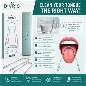 DIVRIS Nettoyeur de langue en acier inoxydable portable en forme de U pour l'hygiène buccale - Product Image 3