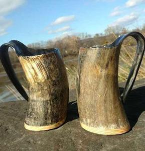 Taza de cuerno de buey de estilo antiguo, taza de cuerno para beber vikingo hecha a mano, Color Natural de alta calidad, diseño Animal elegante pulido para - Product Image 2
