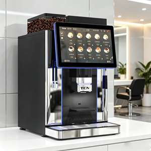 เครื่องชงกาแฟแบบ Bean to Cup ระดับพรีเมียม TCN พร้อมนมสด หน้าจอสัมผัสขนาด 15.6 นิ้ว พร้อมเครื่องบดกาแฟแบบ Flat Burr ขนาด 64 มม. สำหรับโรงแรมและสำนักงาน - Product Image 1