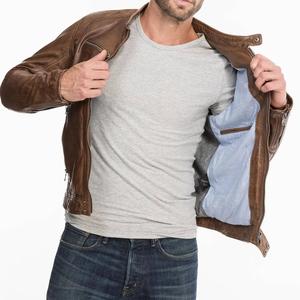 Veste en cuir personnalisée pour homme, en peau de mouton véritable, logo frontal, vente en gros, mode automne-hiver, coupe ajustée - Product Image 3