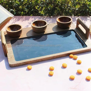 Plateaux de service écologiques élégants en bois imprimés avec poignée Plateaux décoratifs de bureau de haute qualité pour la maison d'hôtel par FWE - Product Image 6