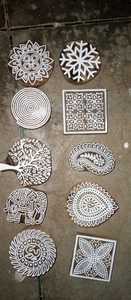 Custom Made Star Shaped Small Mini <b>Wooden</b> <b>Blocks</b> Suitable for Henna Arts and Textile Printing in a Huge Assortment of Designs - Product Image 3