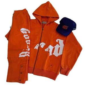 Ensemble de jogging vintage personnalisé sérigraphie lavage à l'acide survêtement sweat à capuche et pantalon de survêtement évasé droit survêtement pour hommes - Product Image 2