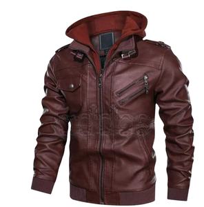 Veste d'hiver décontractée pour homme avec col en fourrure avec fermeture éclair en cuir de mouton véritable en noir marron quantité minimale de commande bas Logo Décoration - Product Image 1