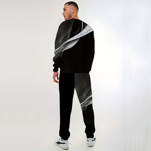 ชุดวอร์มมีฮู้ดสำหรับผู้ชายชุดวอร์มผ้าถักและกางเกงวิ่งชุดสองชิ้น OEM ออกแบบได้ตามต้องการใส่เล่นกีฬา - Product Image 3