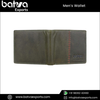 Dompet Lipat dua Vintage mewah terlaris pria, dompet gaya pendek ritsleting memblokir RFID kulit asli lapisan katun desain Bisnis