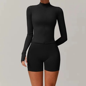 เสื้อโยคะผู้หญิงแบบมีซิปเต็มตัว ระบายอากาศ น้ำหนักเบา พิมพ์โลโก้ได้ตามต้องการ รับผลิตเสื้อผ้ากีฬาแบบ OEM พร้อมซิป เสื้อฟิตเนส - Product Image 5