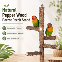 Support de perchoir naturel en bois de poivre pour oiseaux, jouet d'activité multi-niveaux pour cage, vente en gros d'accessoires pour animaux de compagnie