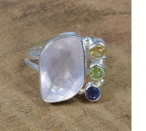 Pink <b>Rose</b> <b>Quartz</b> 925 Sterling Silver Natural Multi Gemstone <b>Ring</b> For Birthday Gift Handmade Silver <b>Ring</b> - Product Image 1